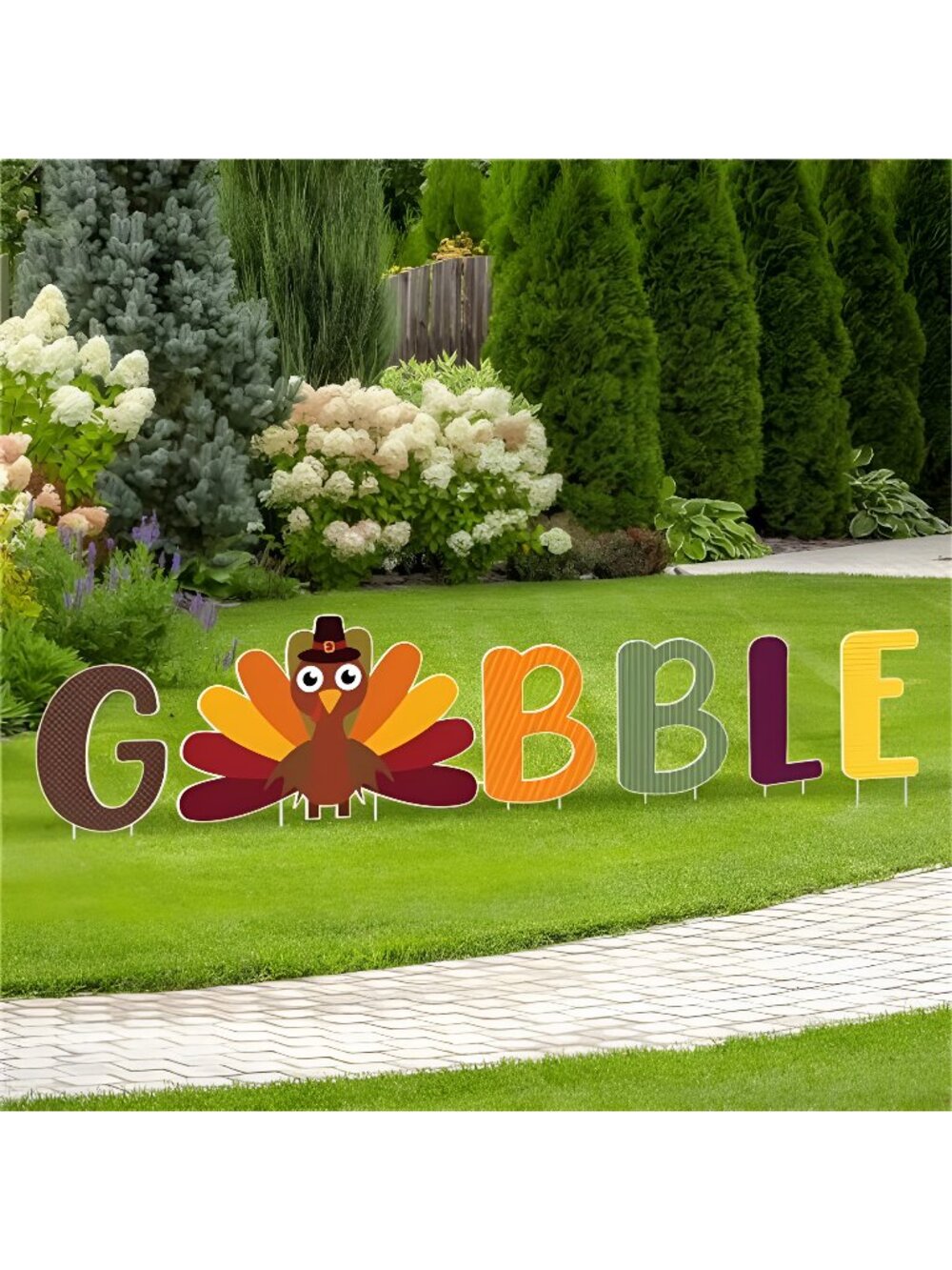 6 Pcs Thanksgiving Turkey Outdoor Decoration Stakes Fall Yard Sign Thanksgiving
